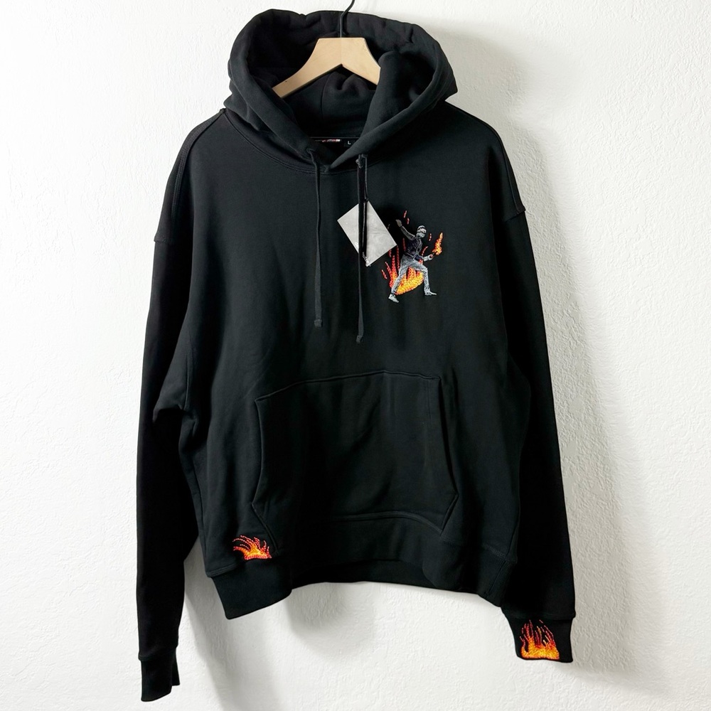 derschutze Men's “Riot” Hoodie 480 gsm Size Large Black 100% Cotton Embroidered